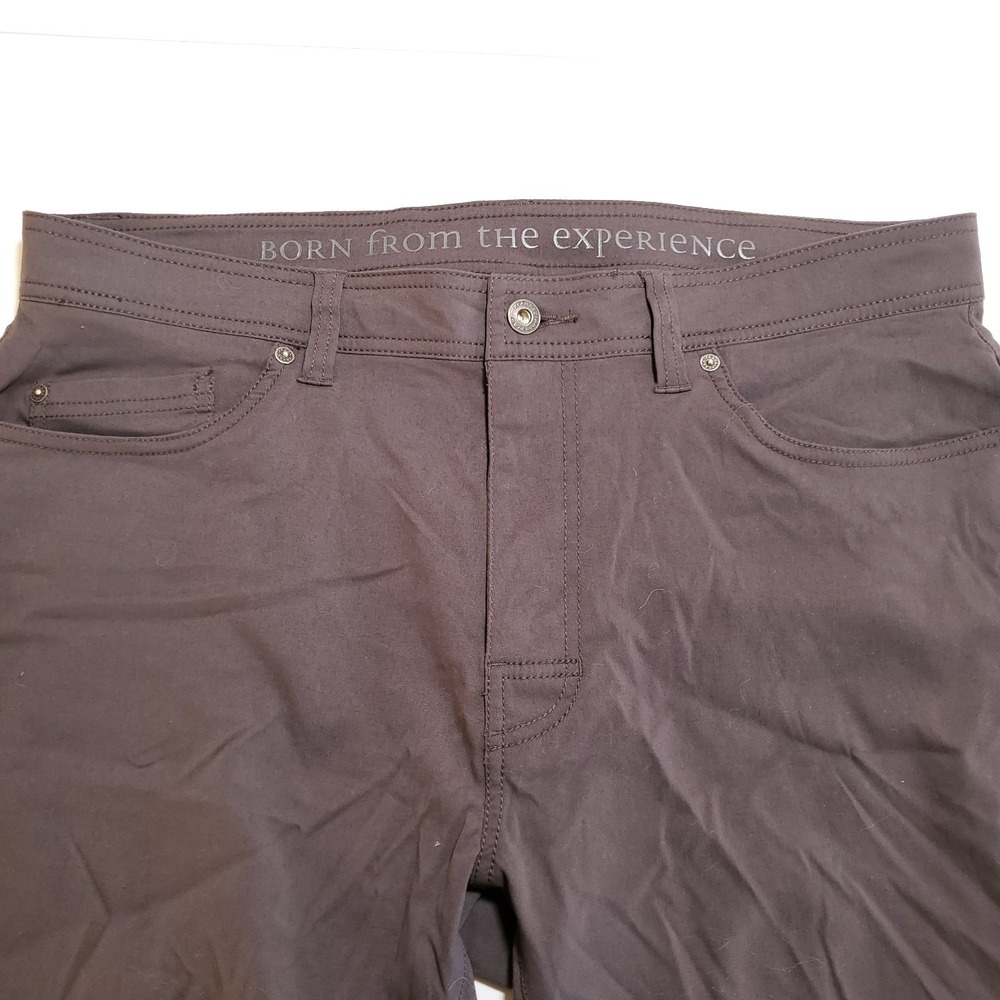 PrAna Brion Hiking Pants Mens 36 (37x31.5) Black Slim Fit Stretch